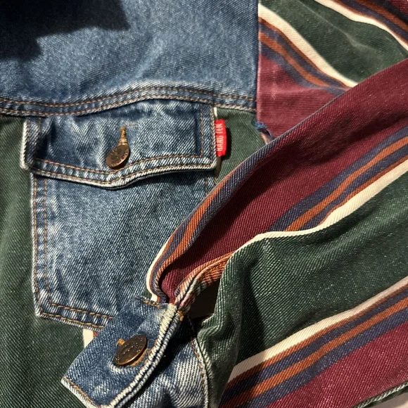 Hang Ten Denim Jacket with Striped Sleeves - Picture 4 of 7